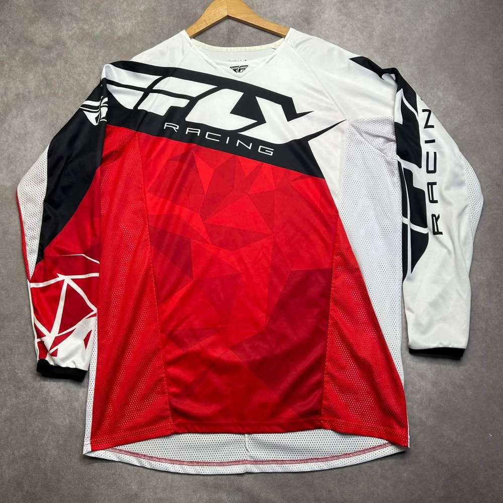 Fly Racing Kinetic Crux Motocross Jersey Mens XL Red White Black Mesh